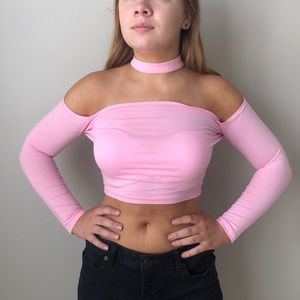 baby pink long sleeve crop top
